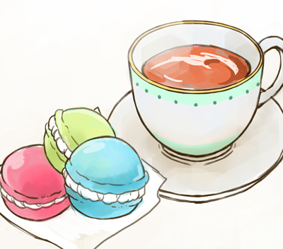 紅茶とマカロンのイラスト くらげのゲームイラストブログ