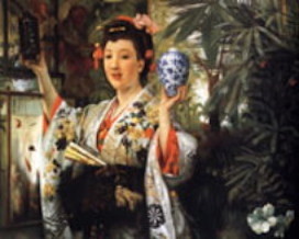 花瓶を持つ日本の女性