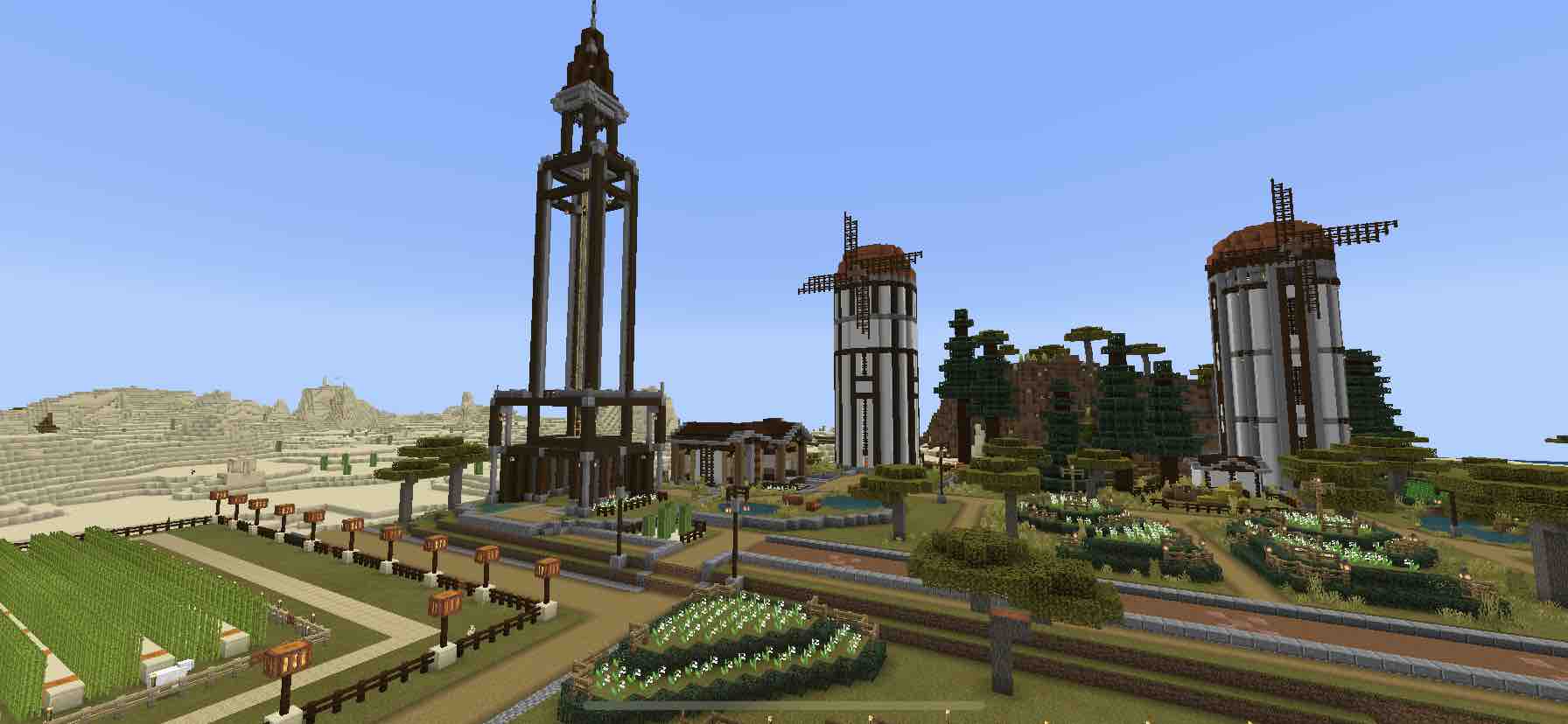 マイクラ 農村区の端に簡単な塔を作ろう マインクラフトで大きな街を作っていくよ バニラで建築日記
