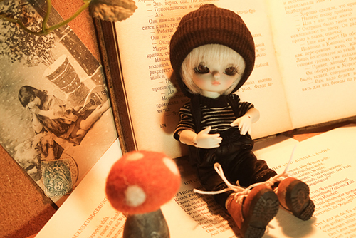 WITHDOLL、Happy Ending Story - Wolf Rudyのルディと、WITHDOLL、Halloween Limited Edition / Black Cat / Butler Pookyのキオ。おそろいの新しいお洋服を買いました。