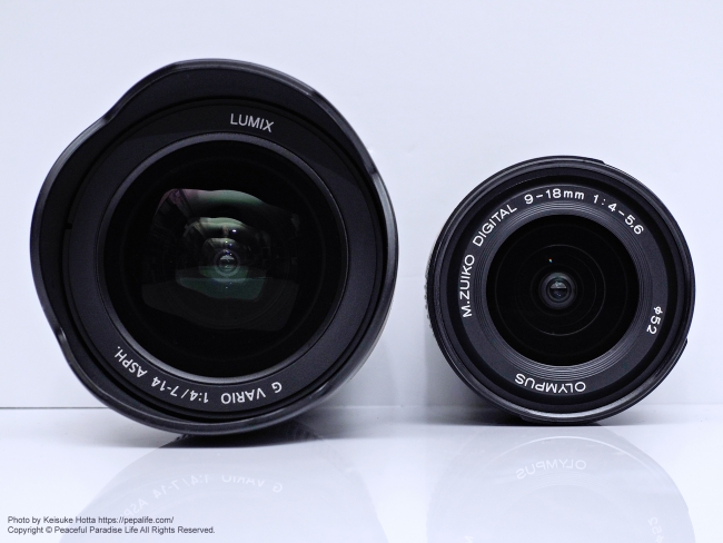 LUMIX G VARIO 7-14mm / F4.0 ASPH.とM.ZUIKO DIGITAL ED 9-18mm F4.0-5.6 外観比較2