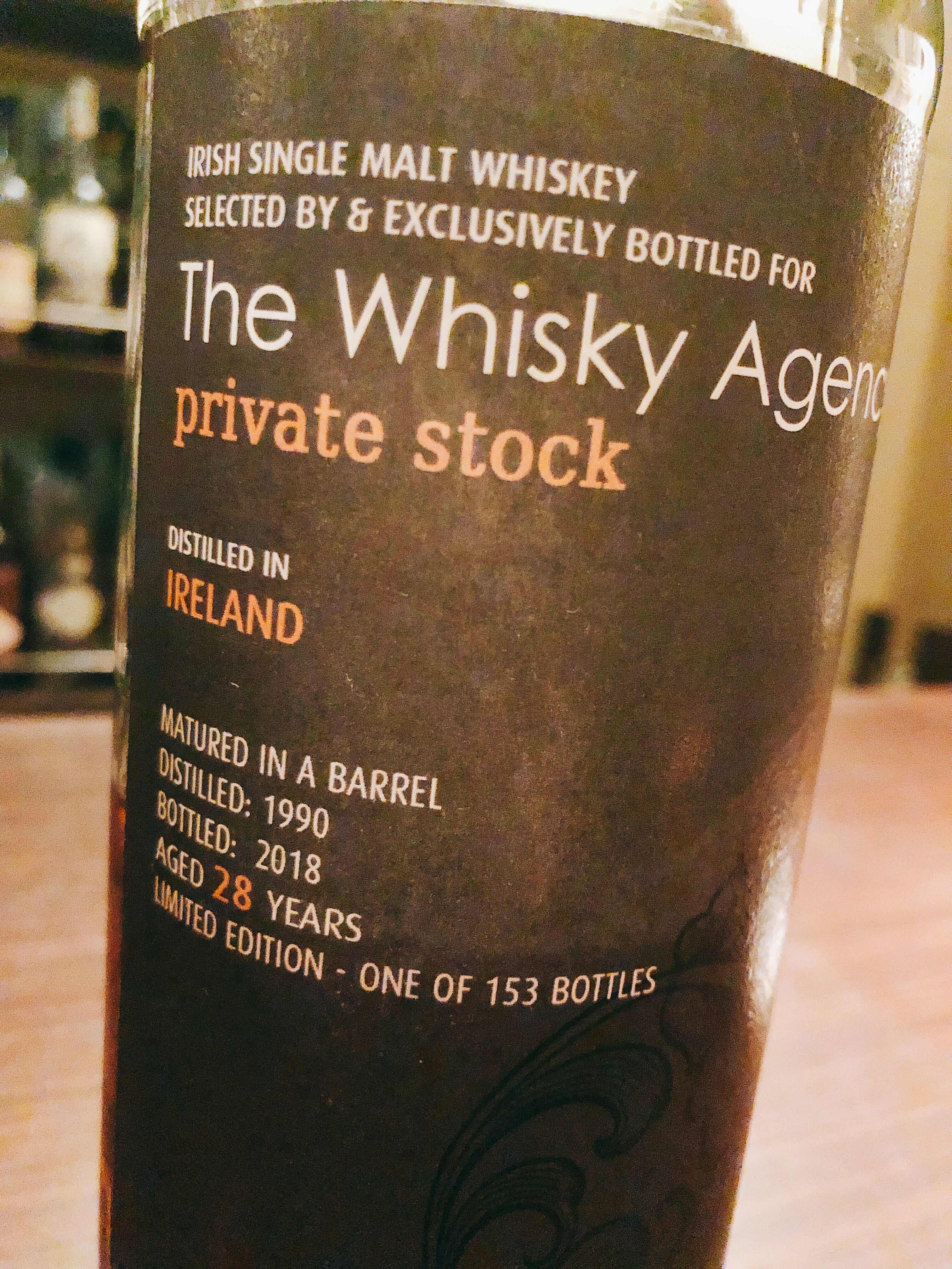 The Whisky Agency Private Stock Irish slngle malt 1990 -2018 28yo 