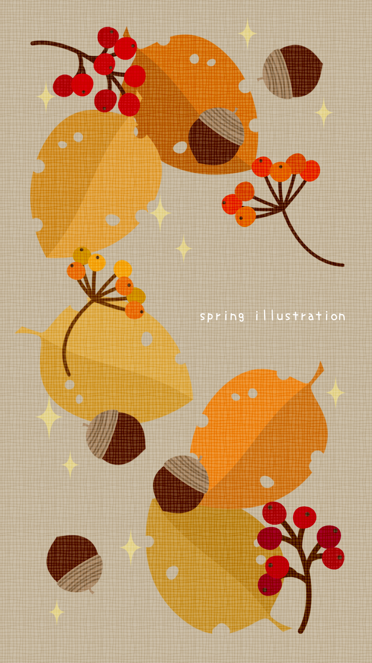 Autumn 秋のイラスト壁紙 スマホ待受け Spring Illustration シンプルでかわいいイラストのスマホ壁紙 スマホ待ち受け